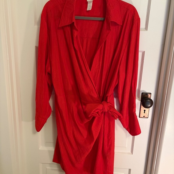 H&M red wrap-around M mini dress - Picture 11 of 12